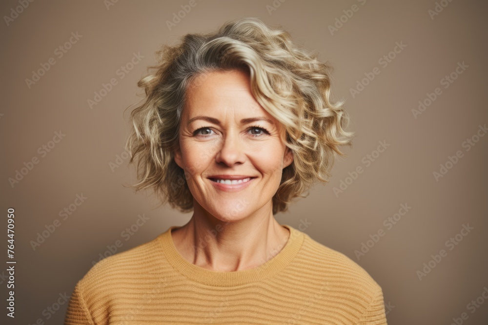 Portrait of a beautiful senior woman with short wavy hair. Portrait of a beautiful senior woman with short wavy hair.