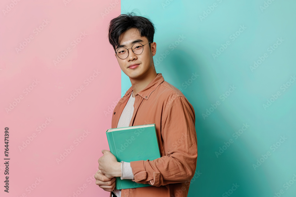A handsome man holding a book