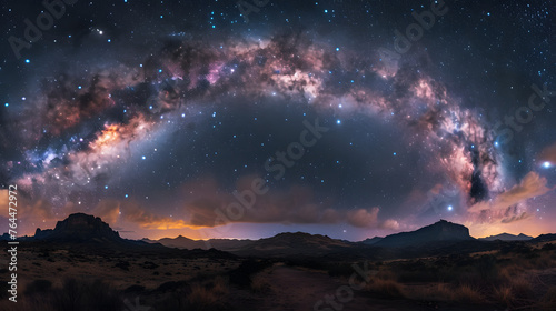 The beauty of panoramic landscapes with astrophotography, capturing the celestial wonders above expansive natural scenes