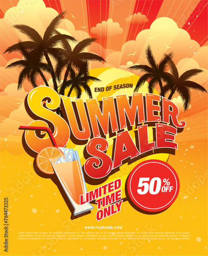 hot summer sale template banner design