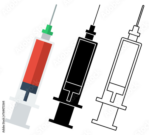 Set vector inject medicine icon healthcare medical symbol flat design illustration