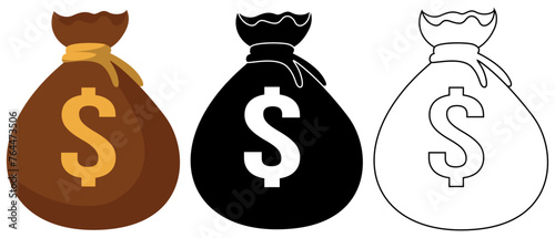 Set vector money bag icon template design illustration