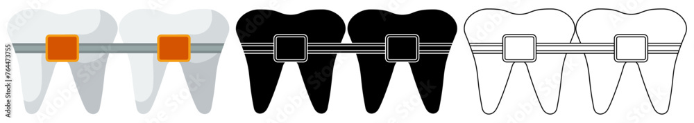 Set vector tooth dental braces icon dentist symbol template design illustration Set vector tooth dental braces icon dentist symbol template design illustration