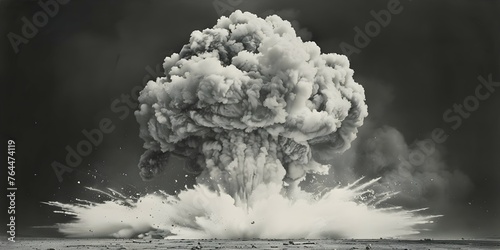 Explosive mushroom cloud from nuclear bomb showing destructive power and devastation. Concept Nuclear explosion, Mushroom cloud, Devastation, Destructive power, Catastrophic aftermath © Ян Заболотний