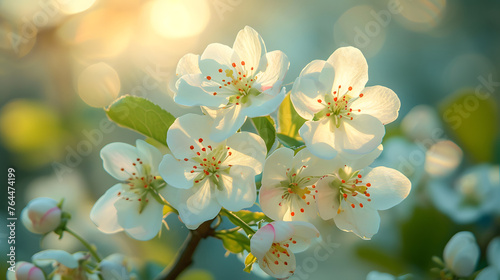 Create high-key images of blossoming flowers in spring, focusing on bright, airy compositions that convey a sense of freshness and renewal photo