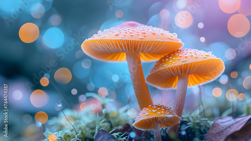 Close-up shots of mushrooms and fungi, applying a retro-inspired post-processing style to evoke a nostalgic aesthetic