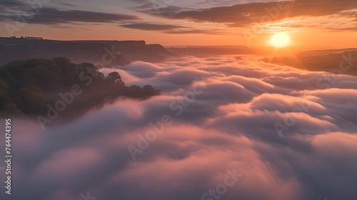 Cloud inversions over valleys, capturing the ever-changing and dynamic atmosphere photo