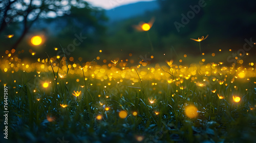 The magical moments when fireflies come to life during the twilight hours. Long-exposure shots can create a mesmerizing effect