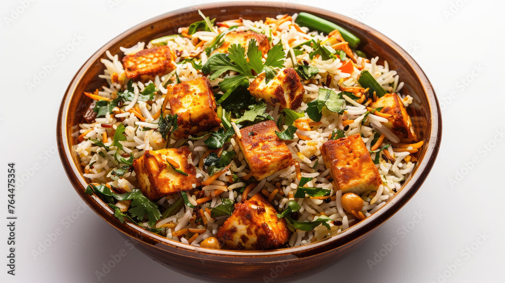 A plate of paneer biriyani