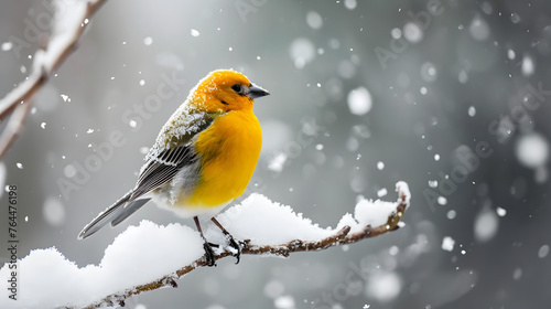 The beauty of birds against a backdrop of falling snow. The contrast between their plumage and the snow can be visually striking © Samira