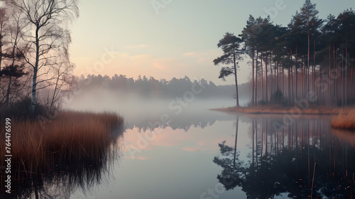 Marshlands during foggy mornings. The mist can add an ethereal quality to the landscapes, especially when capturing reflections