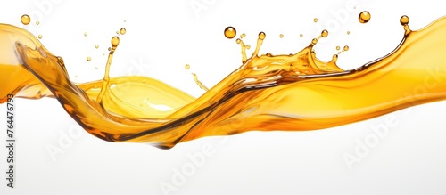Capture a detailed image of a liquid splash in close proximity against a plain white background