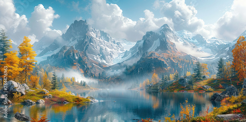Autumn in the mountains. Created with Ai