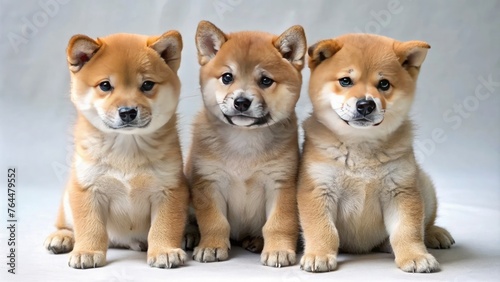 three shiba inu puppies
