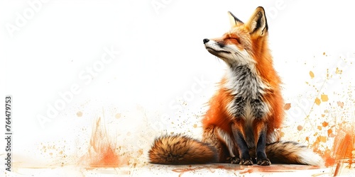 A majestic red fox is captured in a peaceful meditative yoga pose on a clean white background
