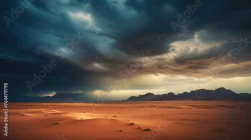 Stormy sky over the desert landscape background © Usman