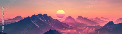 A mountain range sunset