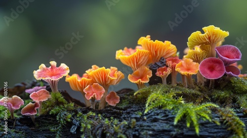 Vibrant Fungi and Mold Macro Ecosystem