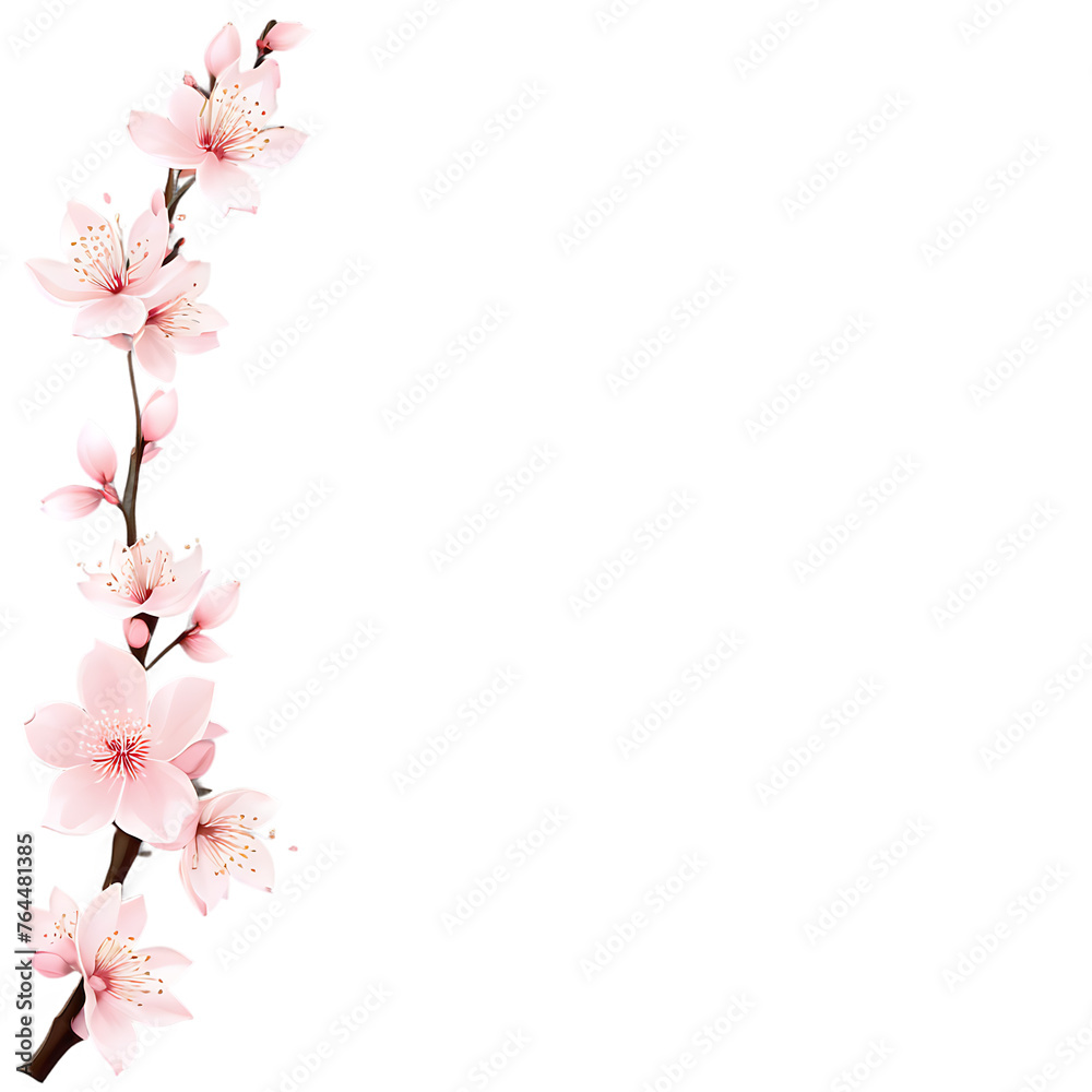 Delicate and elegant border design inspired by Japanese cherry blossoms (sakura) Transparent Background Images