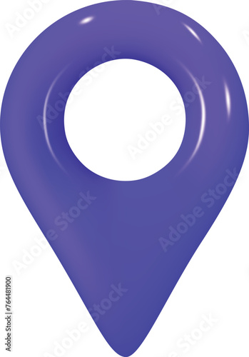 Mark location. Blue colour locate pin gps map. Realistic 3d design In plastic cartoon style. Icon isolated on white background. Vector illustration
