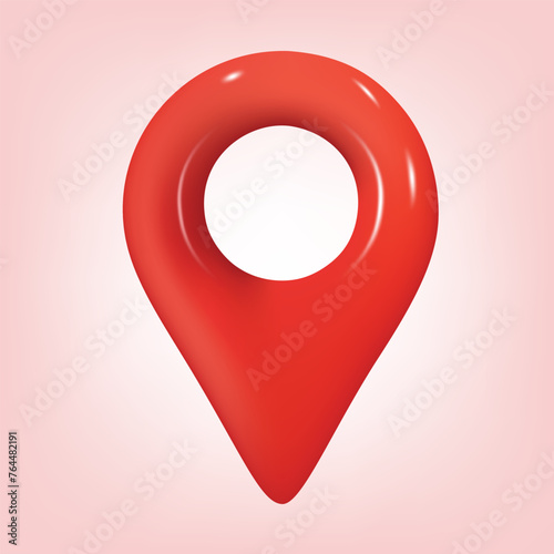 Mark location. Locate pin gps map. Realistic 3d design In plastic cartoon style. Icon isolated. Vector illustration