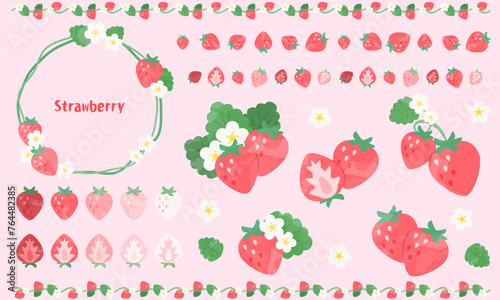 苺のかわいいフレーム素材
