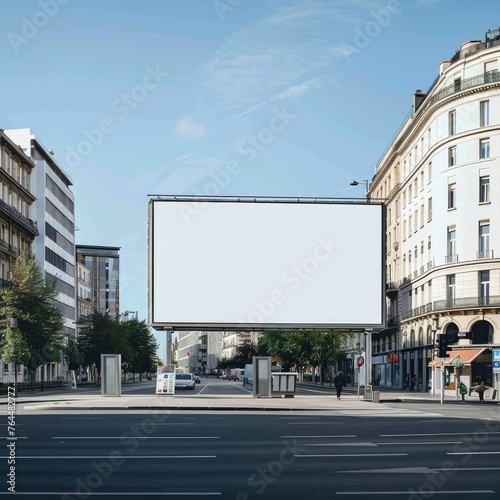 Billboard blank for outdoor advertising in the middle of Road