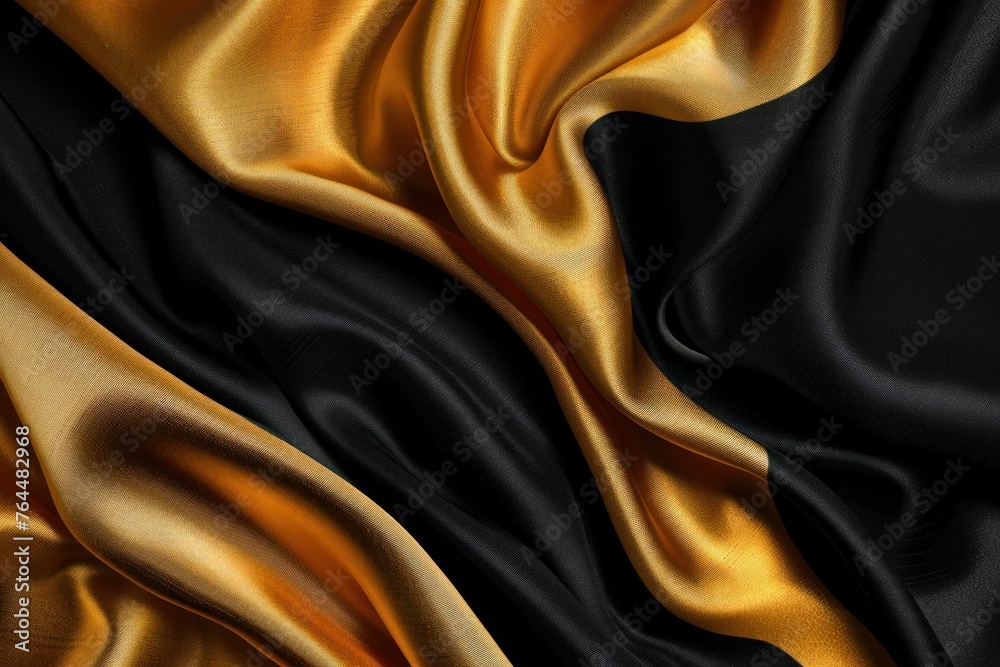 Fototapeta premium Black and Gold fabric colored silk satin background