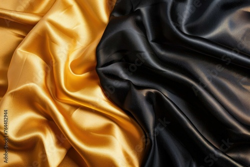Black and Gold fabric colored silk satin background