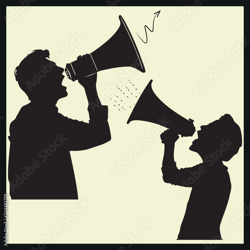 silhouette of a person with megaphone