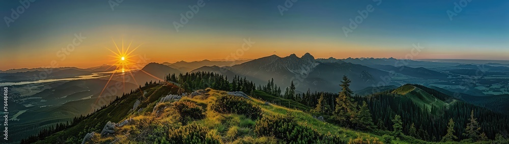 Sunset over the High Tatras mountain range