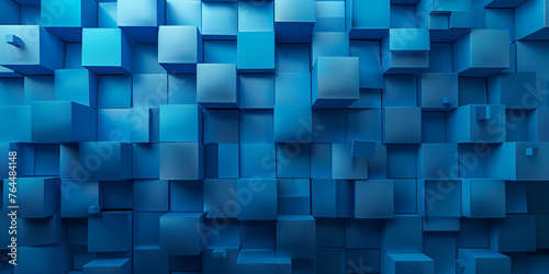 Abstract 3d renders blue geometric background, generative ai