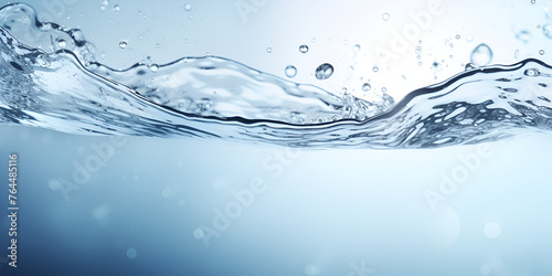 Air bubbles in water with wave bubble formation ocean currents with blue water background 