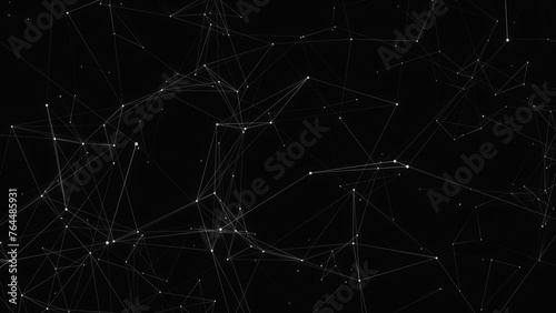 Illustration  abstract background with connected line and dots, Futuristic digital background for Business Science and technology black and white color animated particle plexus bacground.