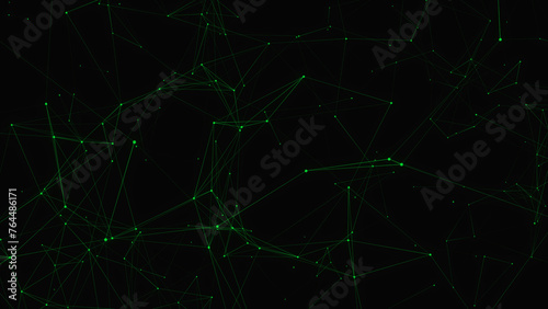 Illustration abstract background with connected line and dots, Futuristic digital background for Business Science and technology green color animated particle plexus bacground.