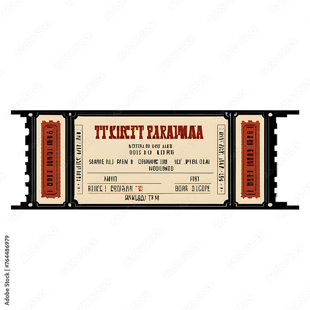 Retro movie ticket frame border with cinema-themed illustrations and ...