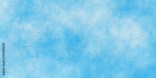 Abstract beautiful light blue cloudy sky clouds with stains, Creative vintage light sky blue background with various clouds and fogg, Watercolor stain with hand paint pattern on blue canvas.