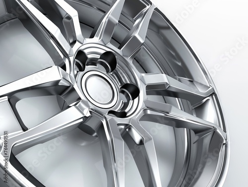 Alloy wheel: 3d rendering of single car tire. photo