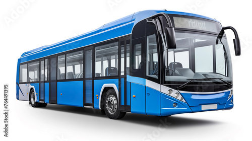3d Blue bus parked on white surface