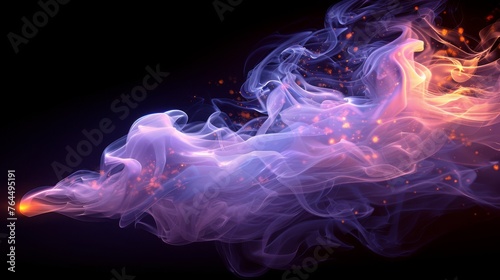  Colorful smoke on black with red center is a red spot in the center
