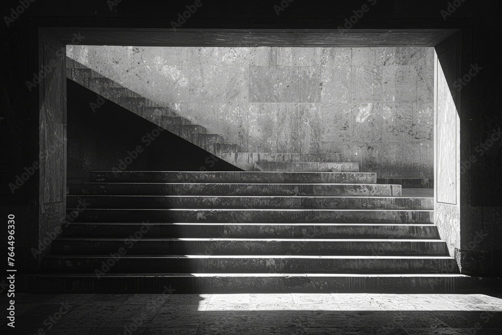 Fototapeta premium Architecture details cement concrete wall stairs modern building shade and shadow lighting.