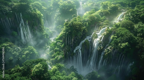 Lush Green Waterfall Oasis