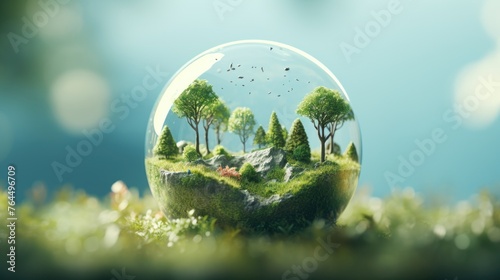 Glass sphere with forest inside it © vefimov