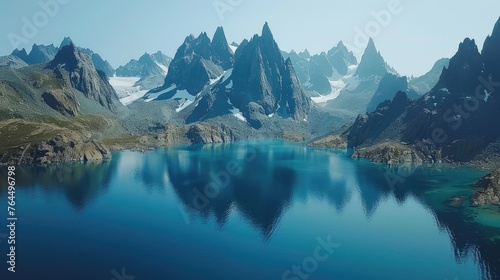 Majestic Mountain Range Reflecting in Tranquil Lake © Jonas