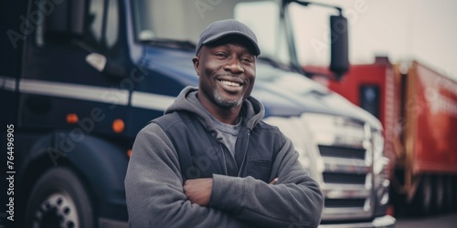 Man in trucker hat is smiling and posing for picture © vefimov