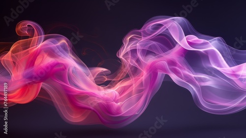  A pink and red smoke swirls on a black background