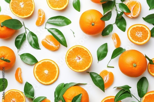 Close up of oranges and their leaves