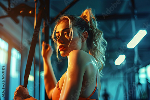 woman in the gym, woman exercising in gym