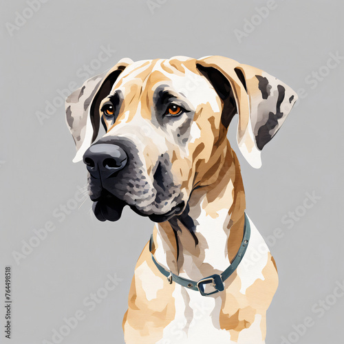 A great dane dog, watercolor, profile picture photo