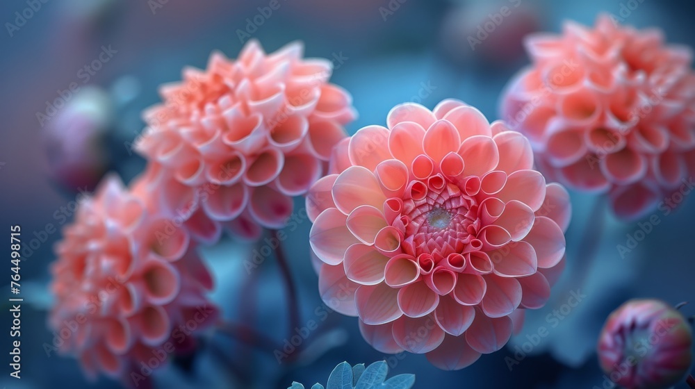 A sharp image of a bouquet with hazy blue and pink surroundings